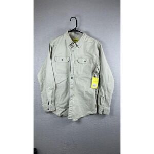 Brazos Shirt Mens Medium Beige Workwear Long Sleeve Button Front Overshirt